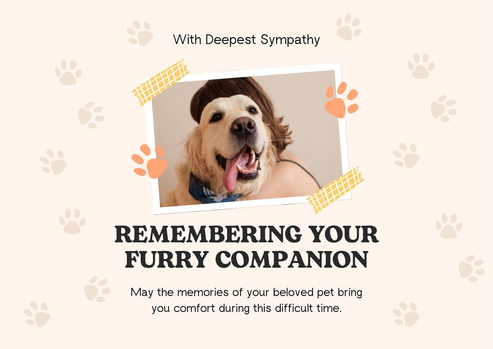 Free, Printable, Customizable Pet Sympathy Card Templates | Canva pertaining to Free Printable Sympathy Card For Loss Of Pet