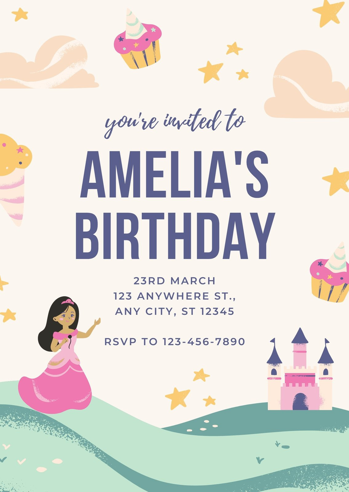 Free, Printable, Customizable Princess Invitation Templates | Canva with regard to Free Printable Princess Invitation Cards