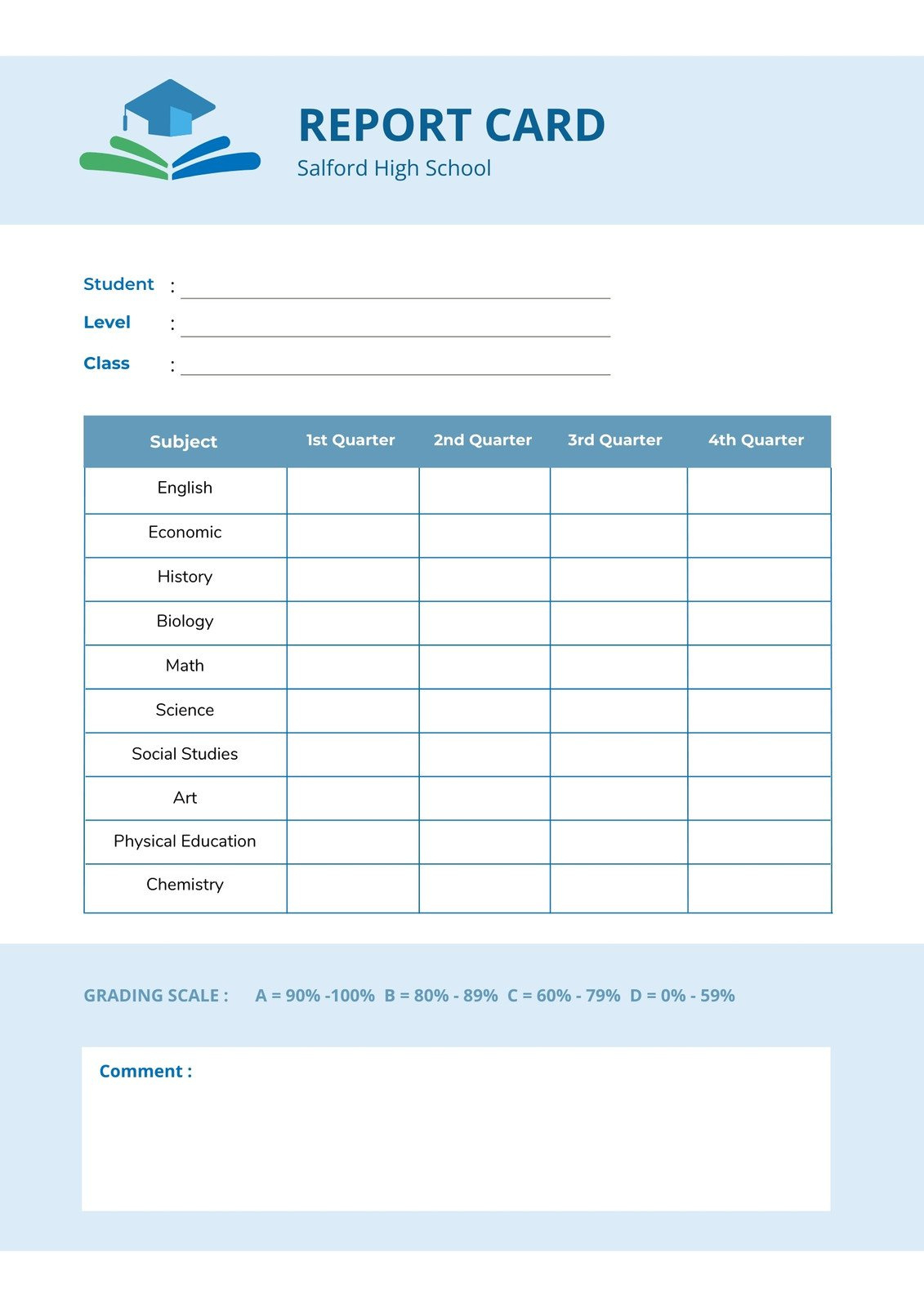 Free, Printable, Customizable Report Card Templates | Canva within Free Printable Report Card Comments