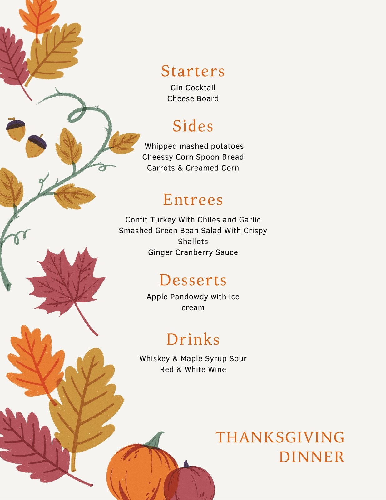 Free Printable, Customizable Thanksgiving Menu Templates | Canva regarding Free Printable Thanksgiving Menu Template