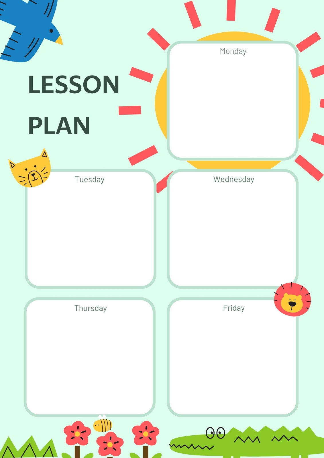 Free, Printable, Customizable Toddler Lesson Plan Templates | Canva intended for Free Printable Toddler Curriculum