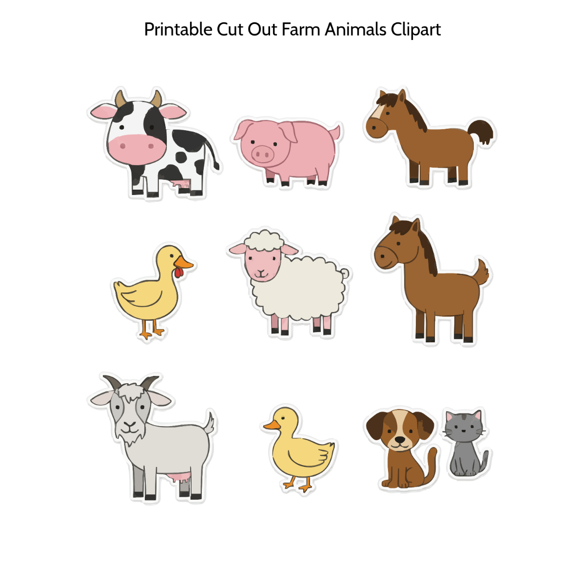 Free Printable Cut Out Farm Animals Clipart Template To Edit Online throughout Free Printable Farm Animal Clipart