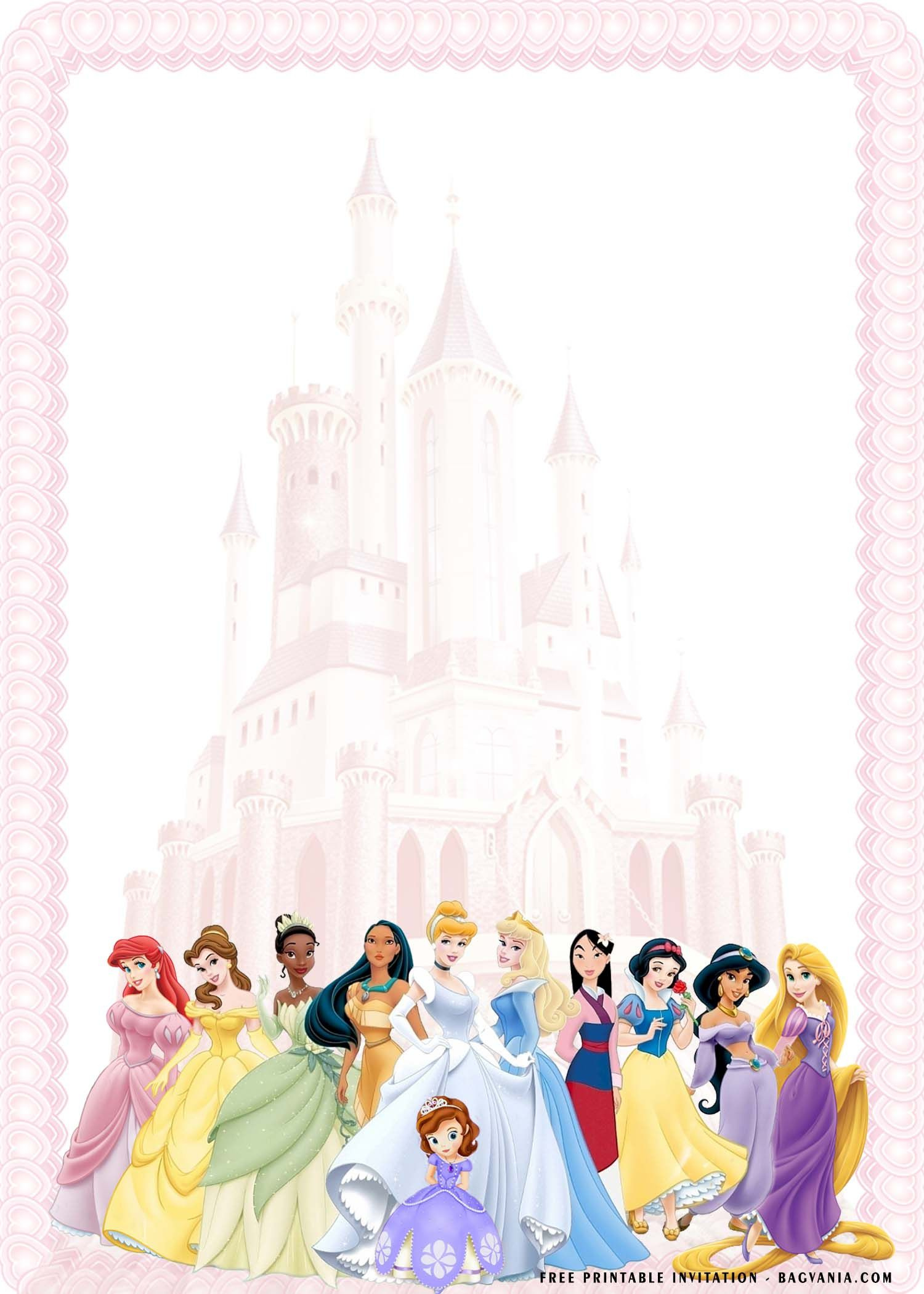 Free Printable) – Cute Disney Princess Birthday Invitation with Disney Princess Birthday Invitations Free Printable