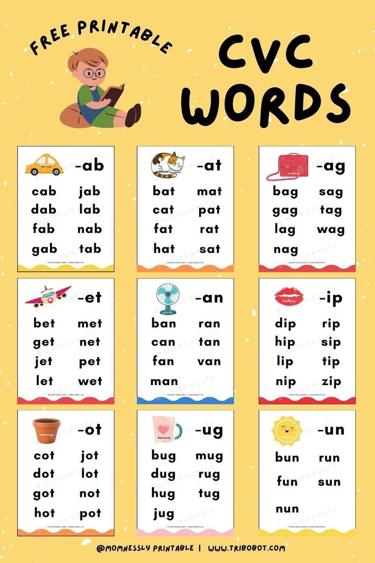 Free Printable Cvc Words regarding Free Printable Cvc Words With Pictures