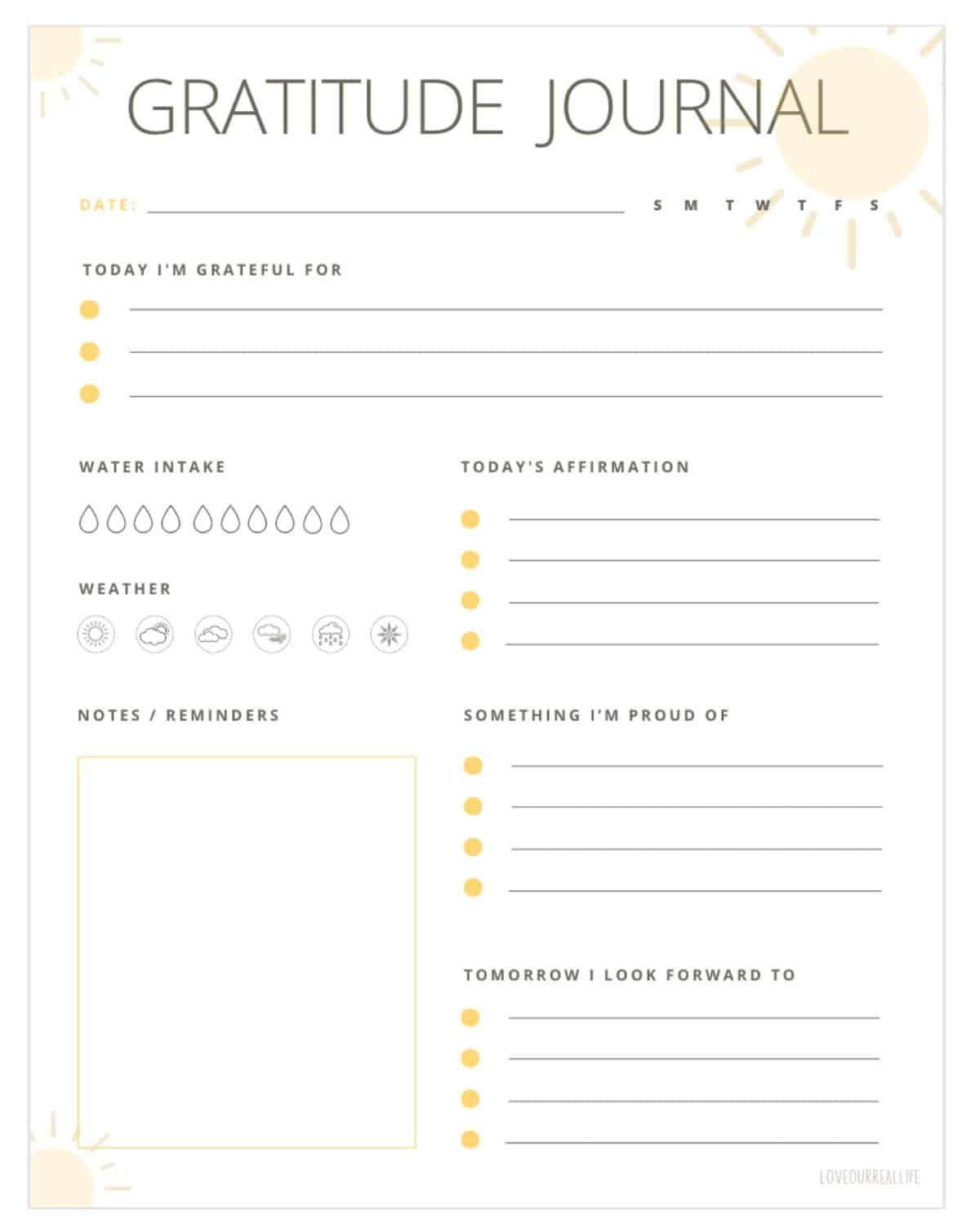 Free Printable Daily Gratitude Journal Template With Prompts throughout Free Printable Gratitude Journal