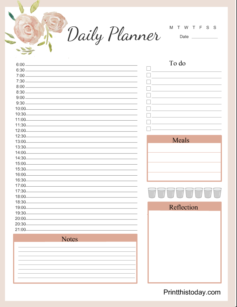 Free Printable Daily Planner Pages {Templates} - Worksheets Library regarding Free Printable Organizer 2017
