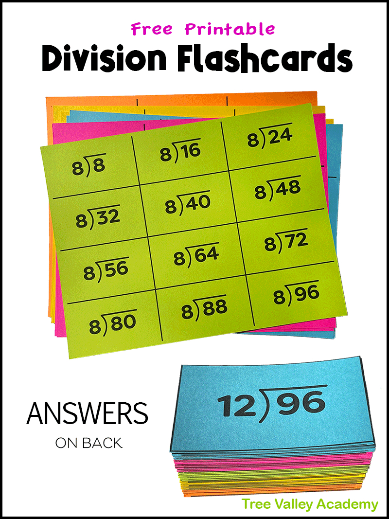 Free Printable Division Flash Cards 0-12 With Answers On The Back throughout Free Printable Division Flash Cards