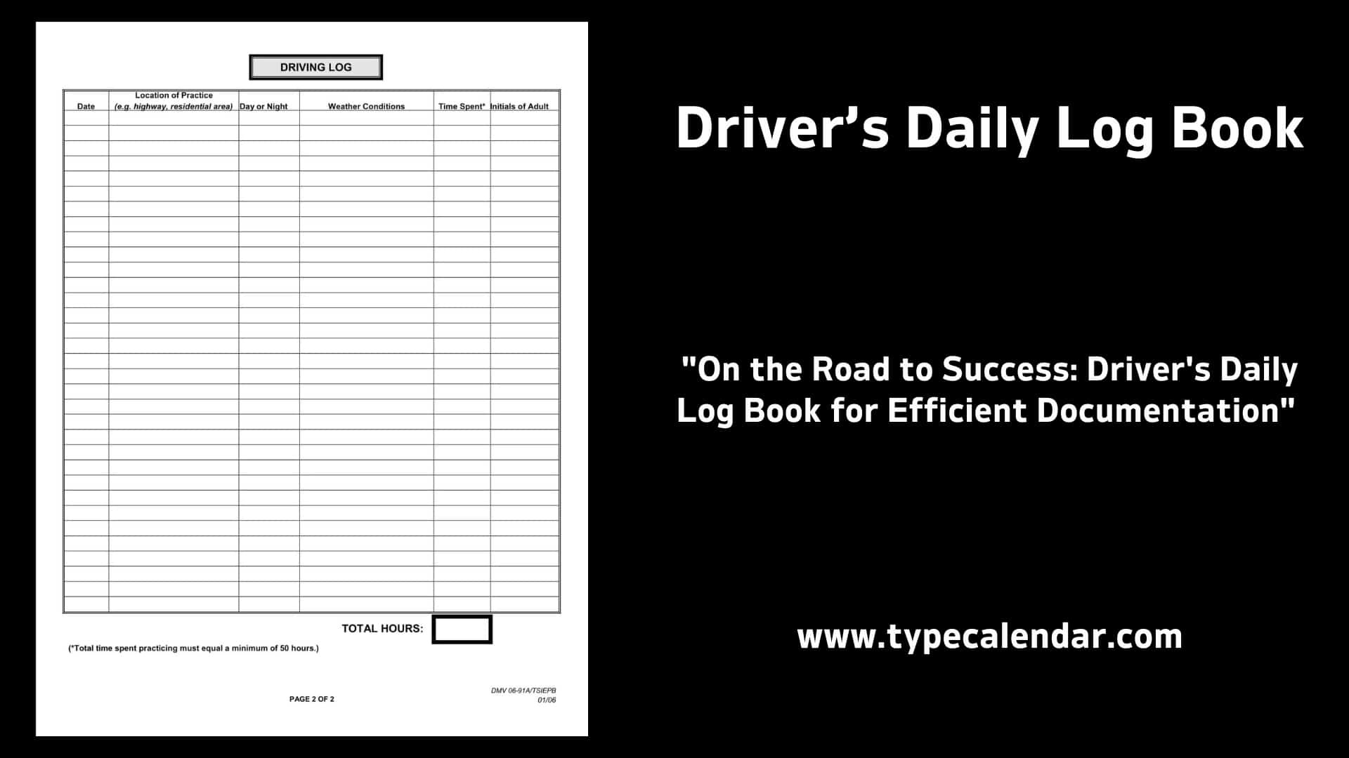 Free Printable Driver&amp;#039;S Daily Log Book Templates [Excel, Pdf] Example intended for Free Printable Driver Log Book