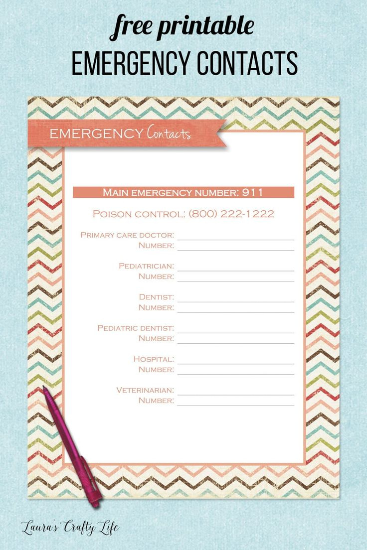 Free Printable Emergency Contacts List with regard to Free Printable Emergency Phone List