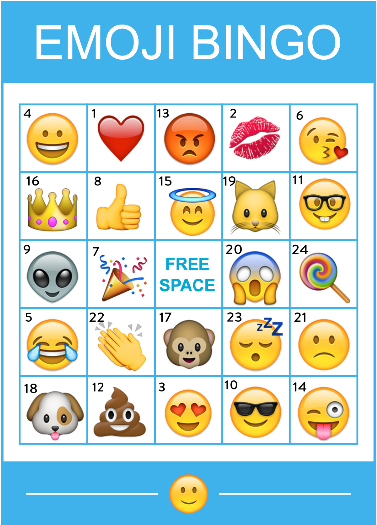Free Printable Emoji Bingo Game regarding Free Emoji Bingo Printable