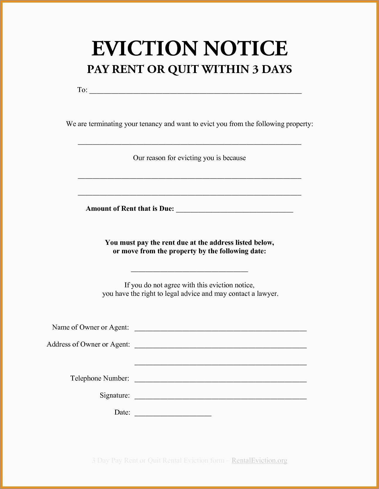 Free Printable Eviction Notice - Printable Party Favors pertaining to Free Printable Blank Eviction Notice