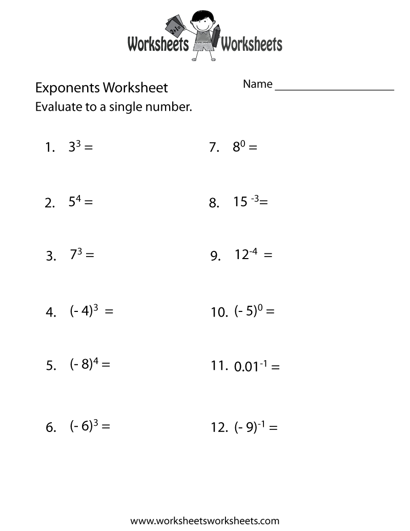 Free Printable Exponents Practice Worksheet - Worksheets Library for Free Printable Exponent Worksheets