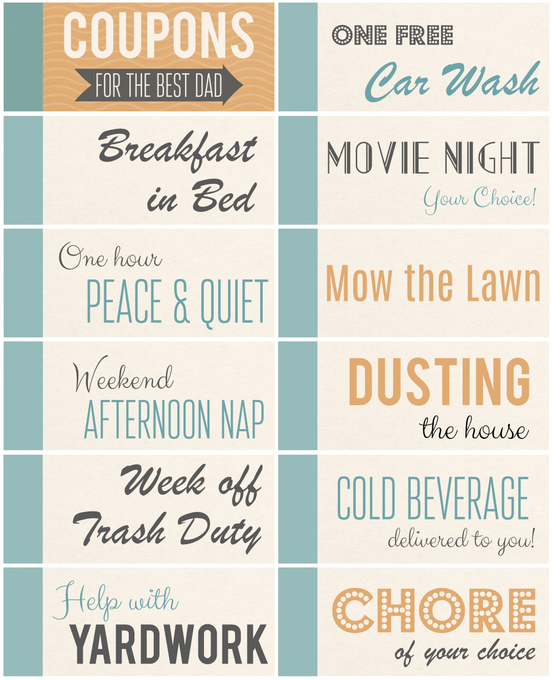 Free Printable Father&amp;#039;S Day Coupons Your Dad Will Love intended for Free Printable Coupons Without Downloads