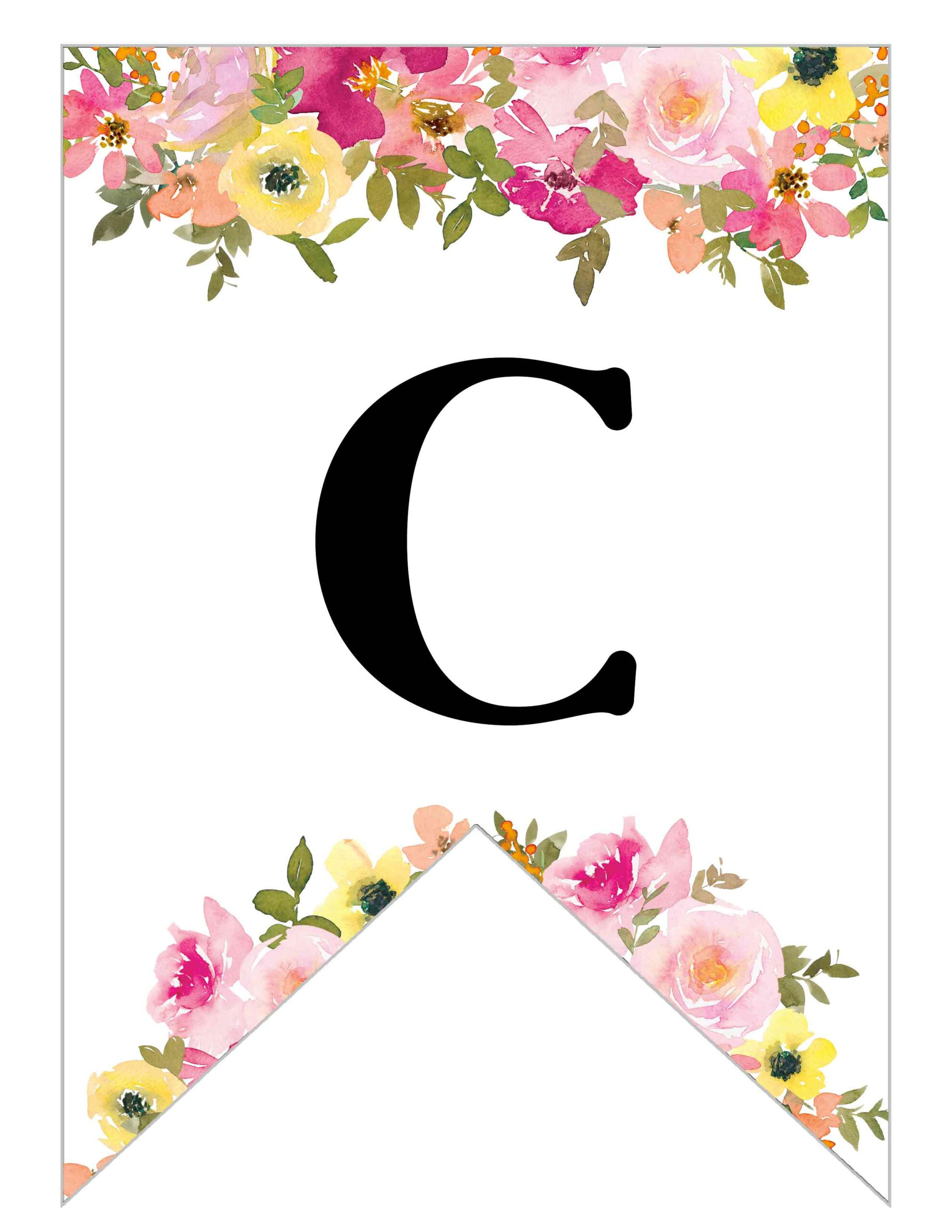 Free Printable Floral Alphabet Banner Letters - Lovely Planner inside Free Printable Abc Banner