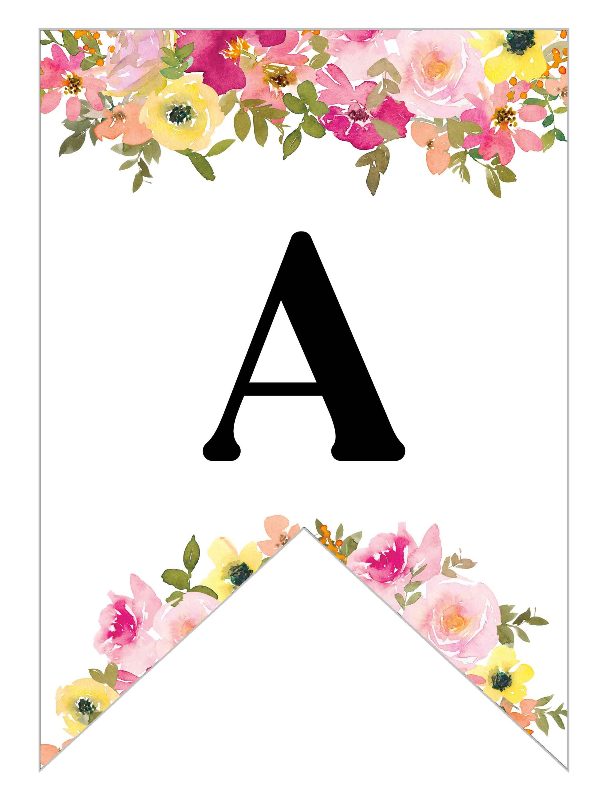 Free Printable Floral Alphabet Banner Letters - Lovely Planner inside Free Printable Alphabet Letters For Banners