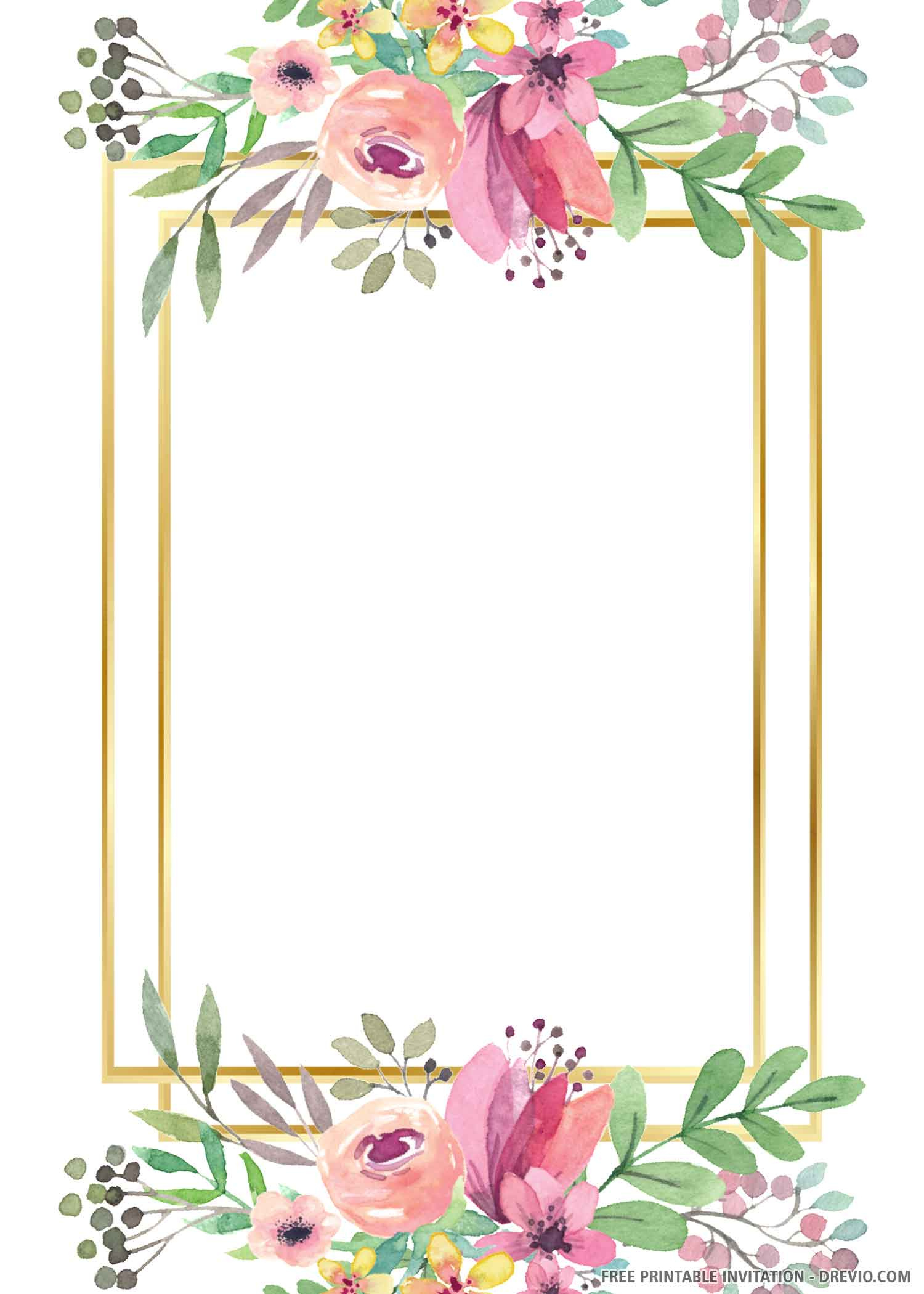 Free Printable) - Floral Frame Invitation Templates - For Any with regard to Free Printable Invitations Templates