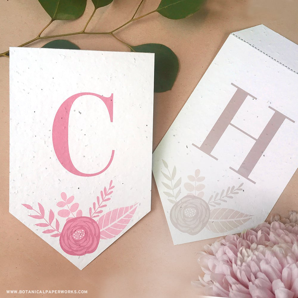 Free Printable} Floral Letter Banners Made With Seed Paper For Eco within Free Printable Wedding Banner Letters