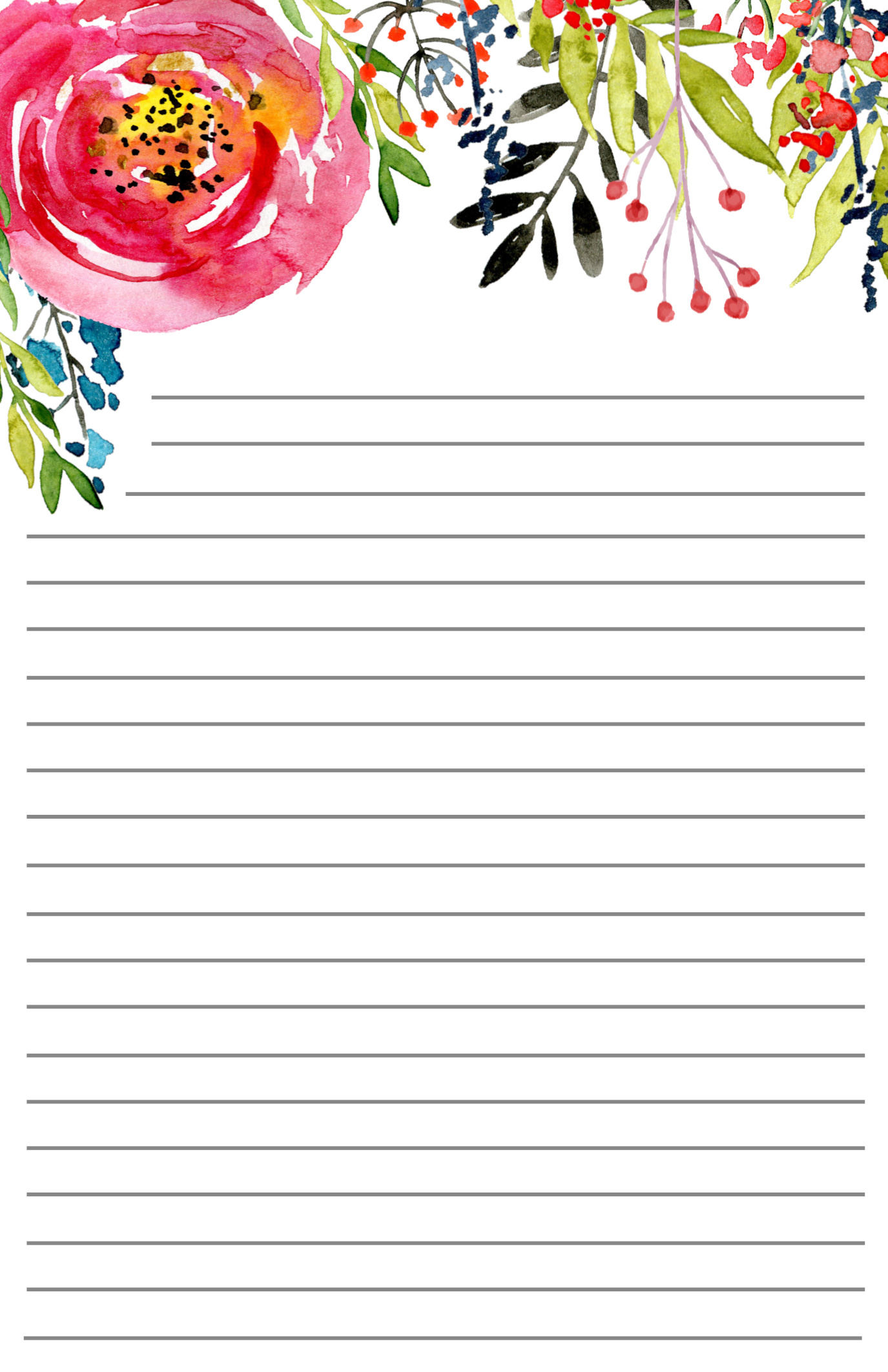 Free Printable Floral Stationery - Paper Trail Design - Worksheets with Free Printable Stationery Templates For Word