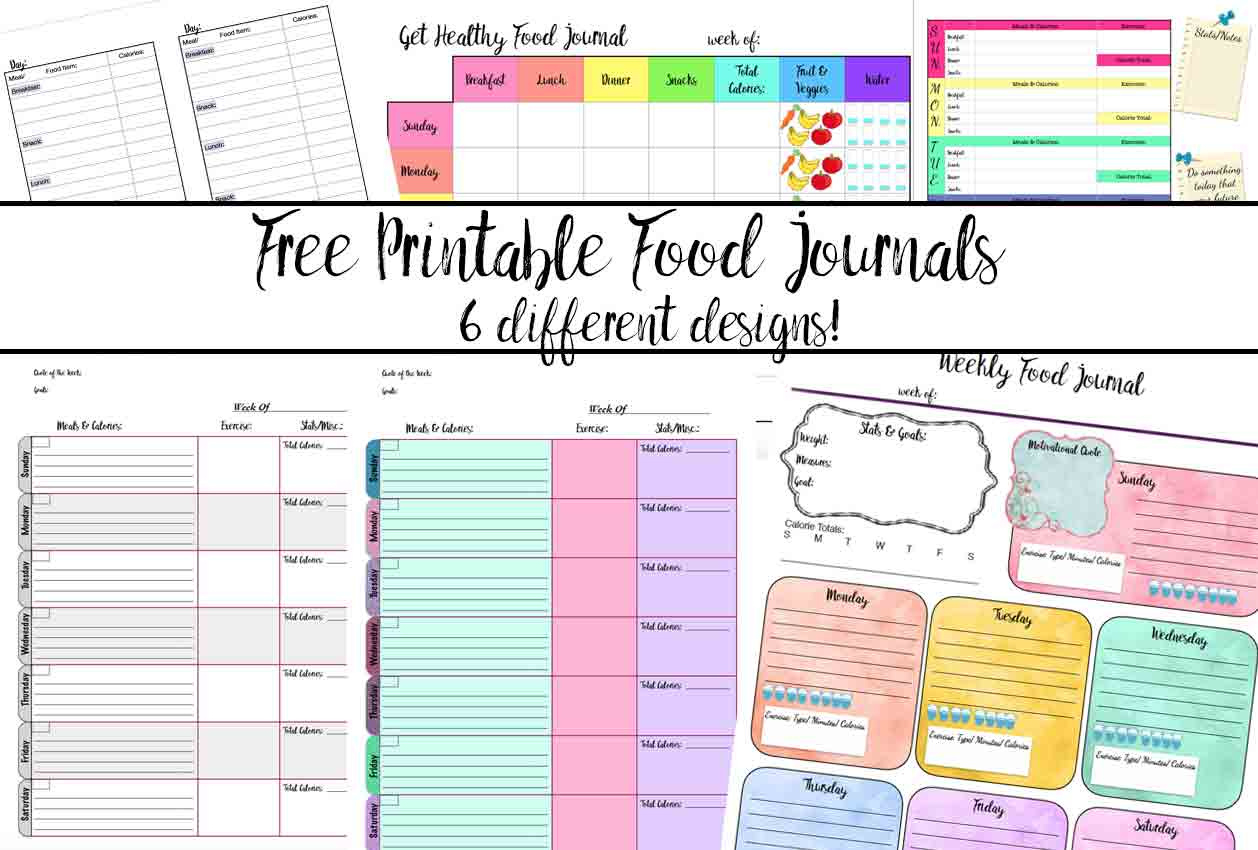 Free Printable Food Journal: 6 Different Designs for Free Printable Food Journal