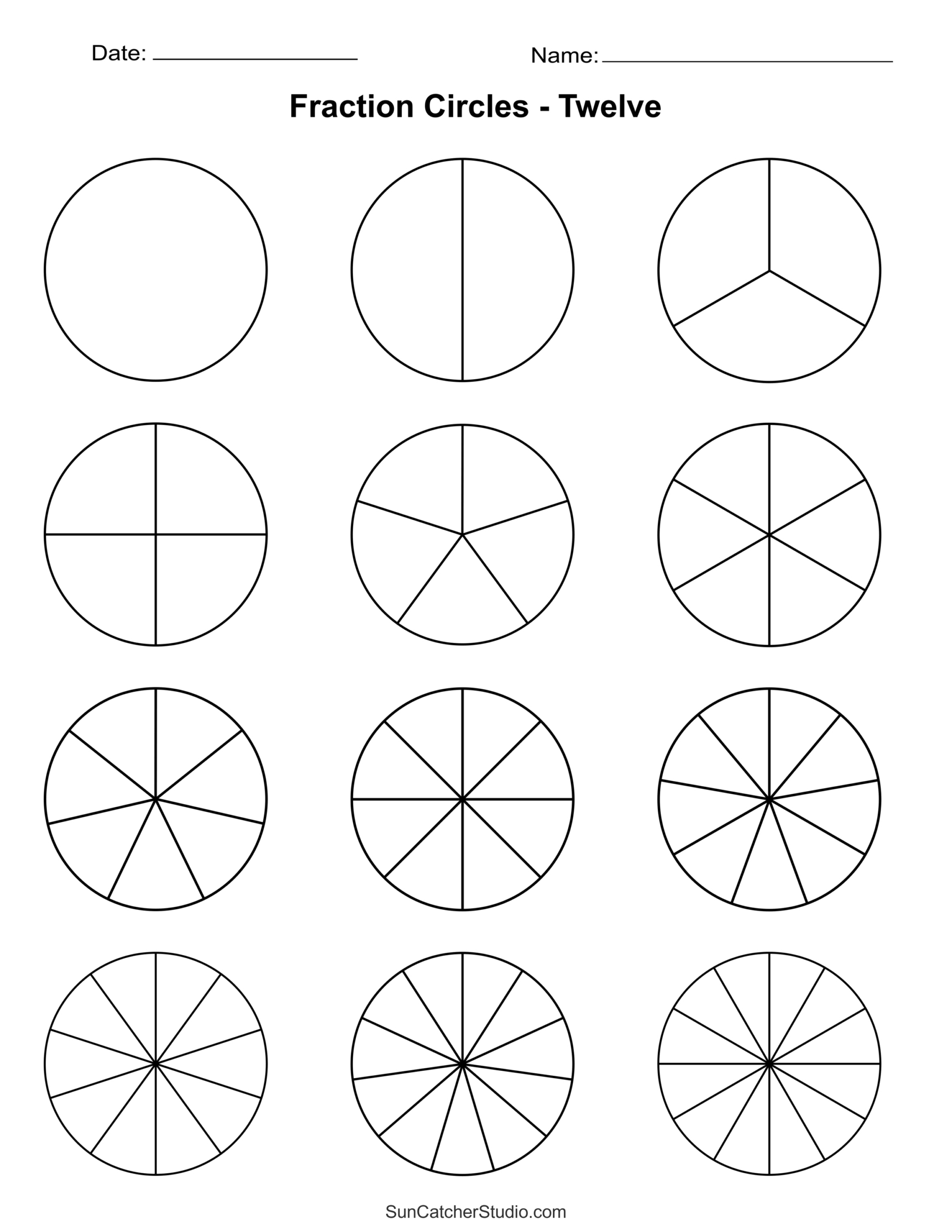 Free Printable Fraction Circles Templates And Worksheets – Free for Free Printable Blank Fraction Circles