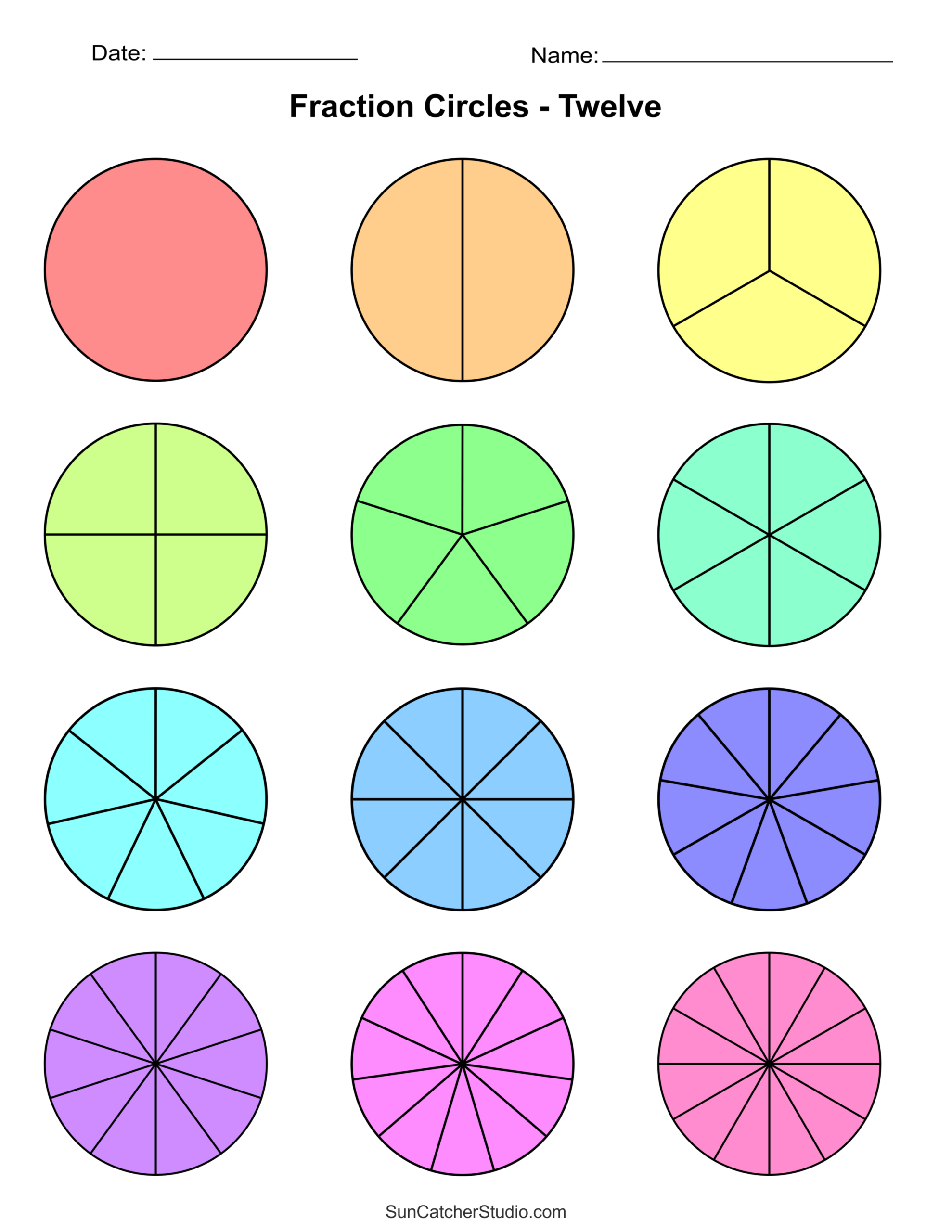 Free Printable Fraction Circles Templates And Worksheets – Free regarding Free Printable Blank Fraction Circles