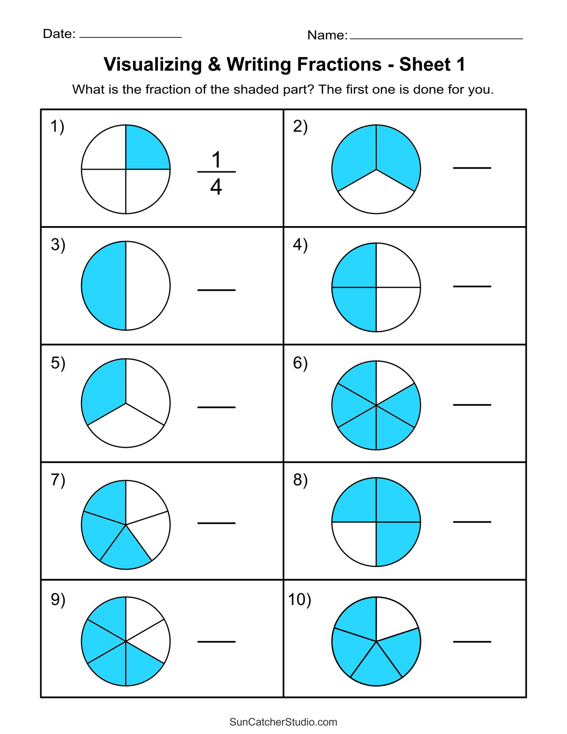 Free Printable Fractions Worksheets (Comparing & Identifying regarding Free Printable Fraction Worksheets