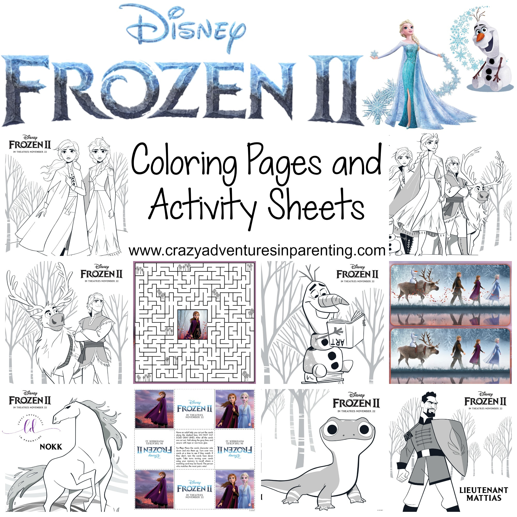 Free Printable Frozen 2 Coloring Pages And Activity Sheets | Crazy in Free Frozen Printables