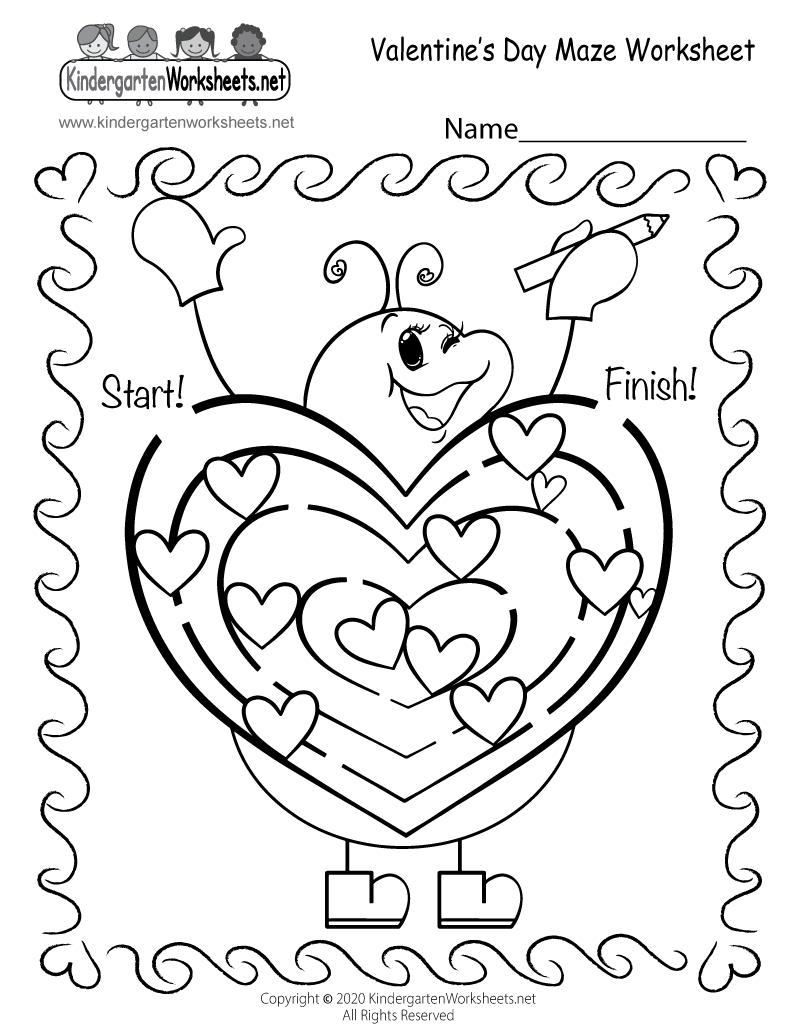 Free Printable Fun Valentines Day Maze Worksheet - Worksheets Library in Free Printable Valentine Activities For Kindergarten