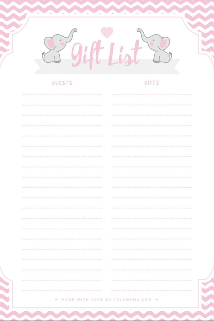 Free Printable Gift Tracker For Any Occasion pertaining to Free Pink Elephant Baby Shower Printables
