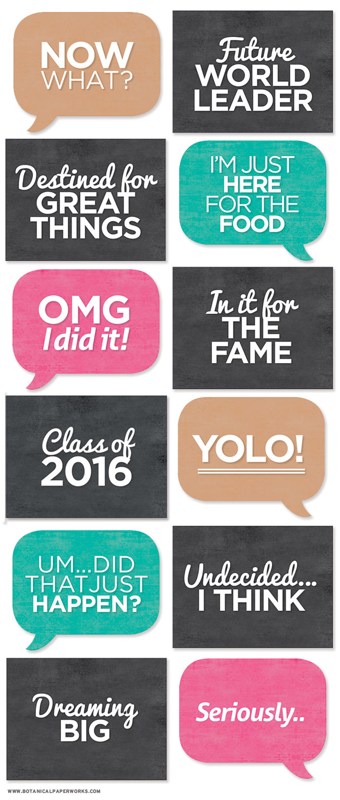 Free Printable} Grad Photo Booth Signs - Botanical Paperworks throughout Free Printable Photo Booth Sign Template