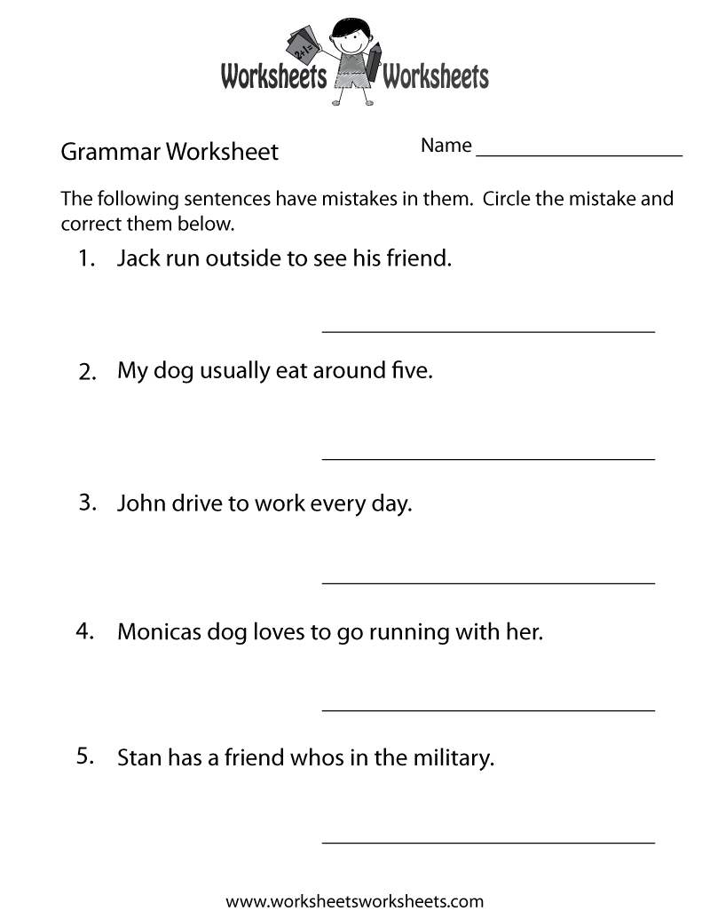 Free Printable Grammar Practice Worksheet - Worksheets Library with Free Printable Grammar Worksheets For Highschool Students