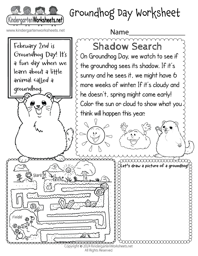 Free Printable Groundhog Day Worksheet in Free Groundhog Day Printables