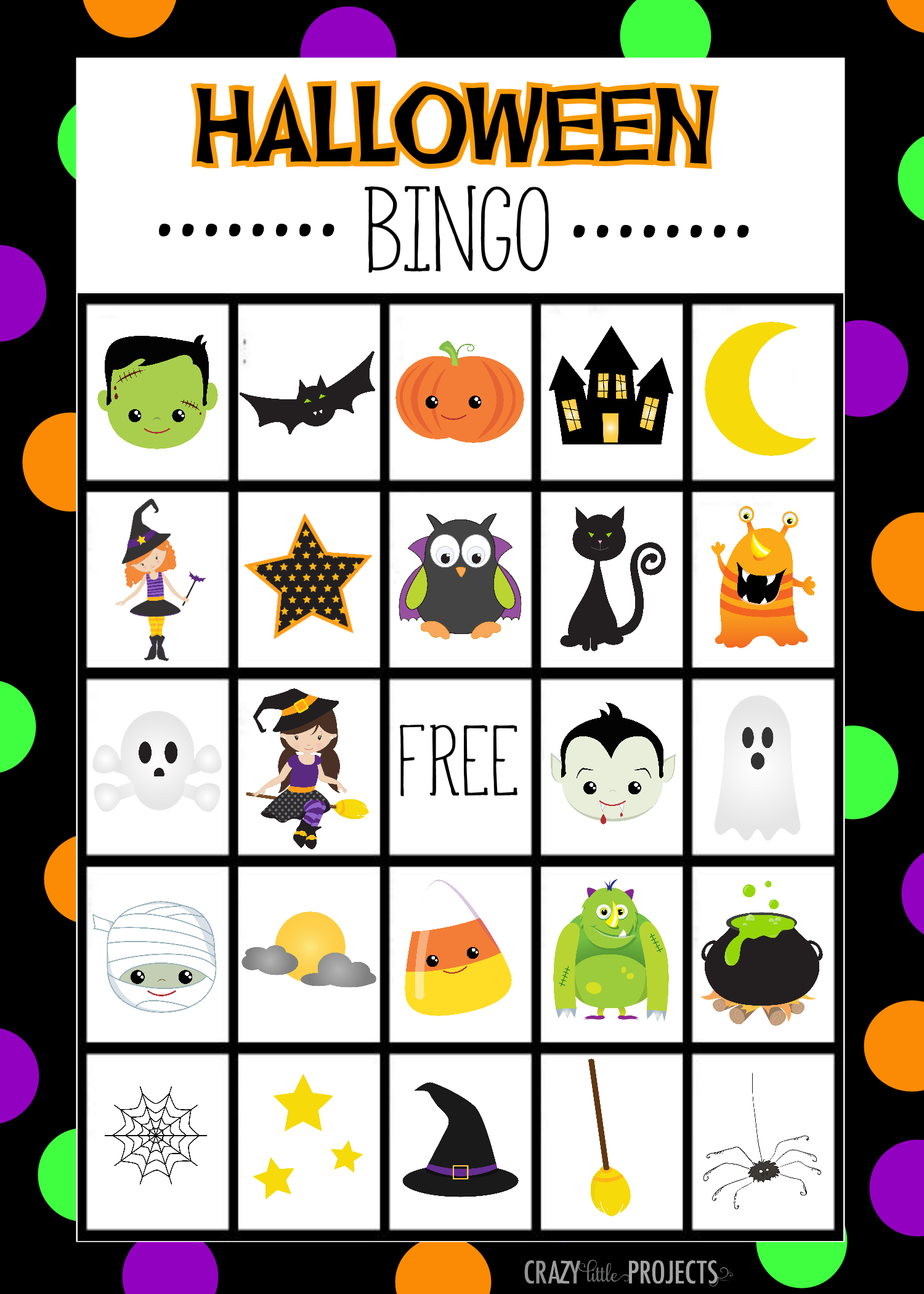 Free Printable Halloween Bingo Game - Crazy Little Projects with regard to Free Printable Halloween Bingo Cards