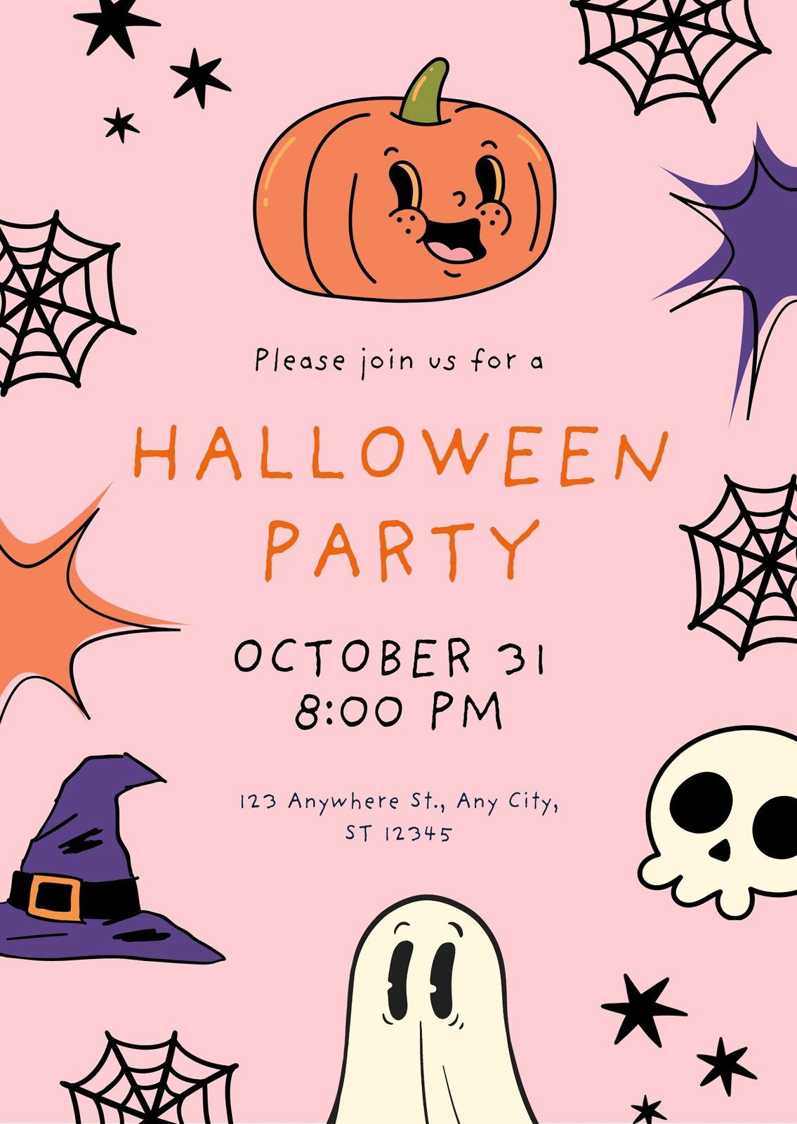 Free Printable Halloween Birthday Invitation Templates | Canva for Free Printable Halloween Party Invitations