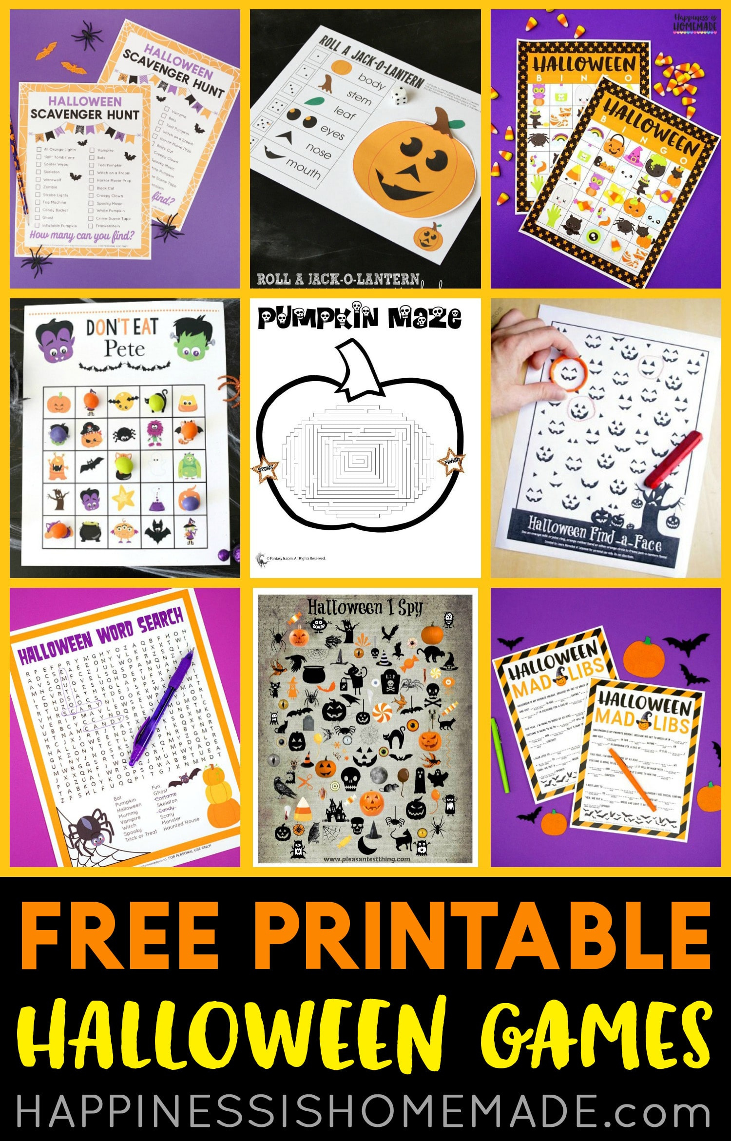 Free Printable Halloween Games - Happiness Is Homemade throughout Free Printable Halloween Games For Kids