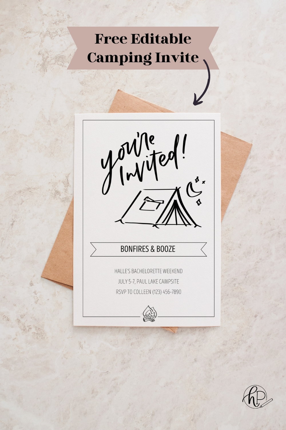 Free Printable Hand Lettered Invitation For A Camping Party - intended for Free Printable Camping Themed Birthday Invitations