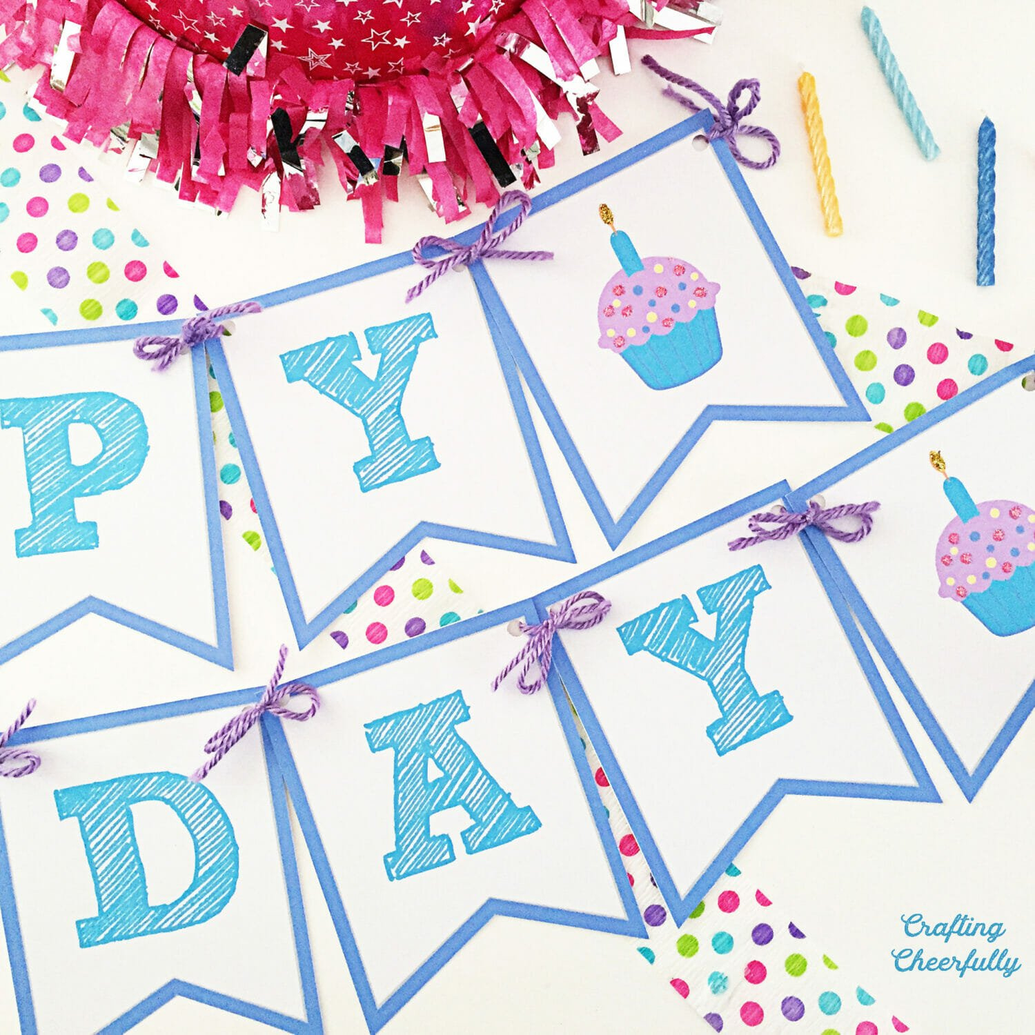 Free Printable Happy Birthday Banner! - Crafting Cheerfully regarding Free Printable Birthday Banner