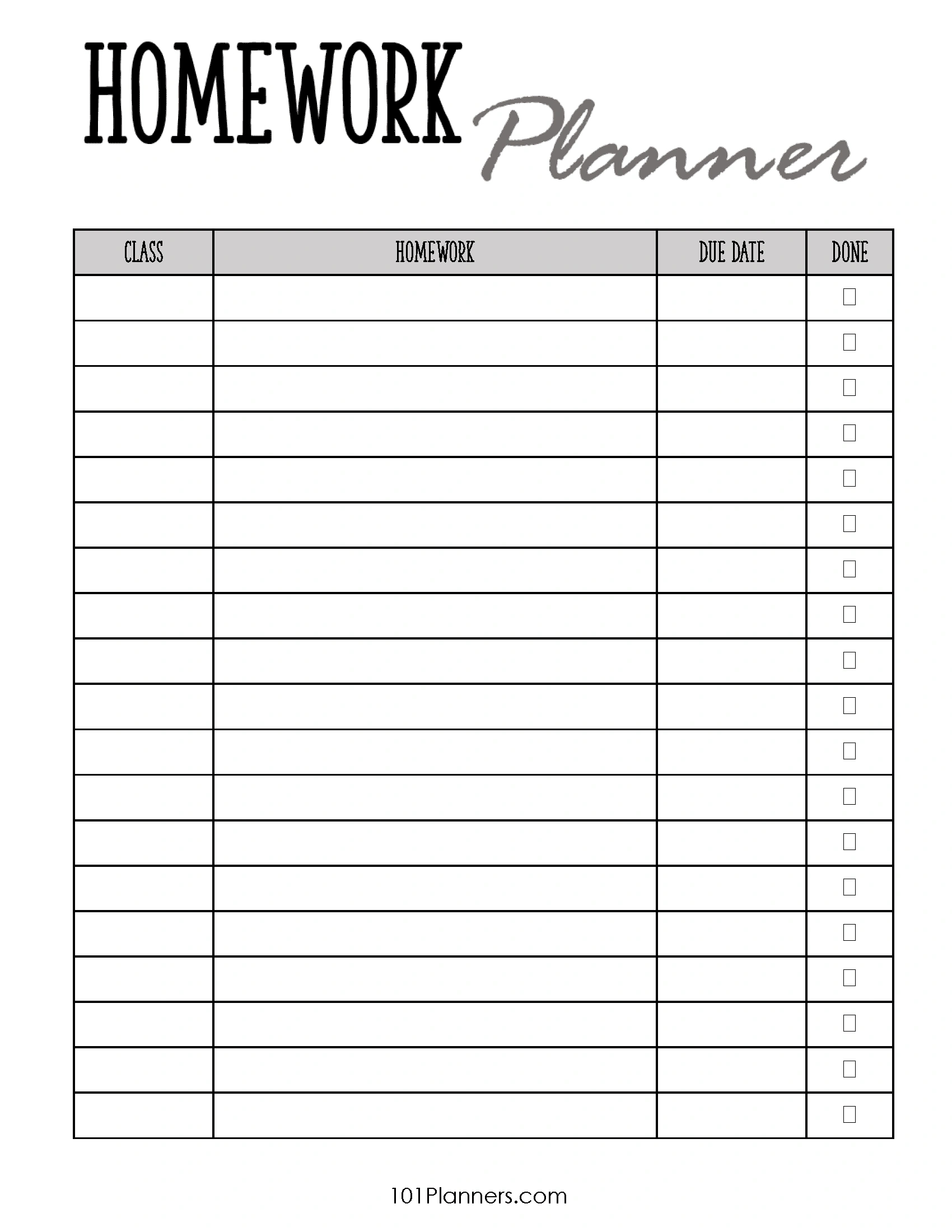 Free Printable Homework Planner Template | Pdf, Word, Excel Or Jpg inside Free Printable Homework