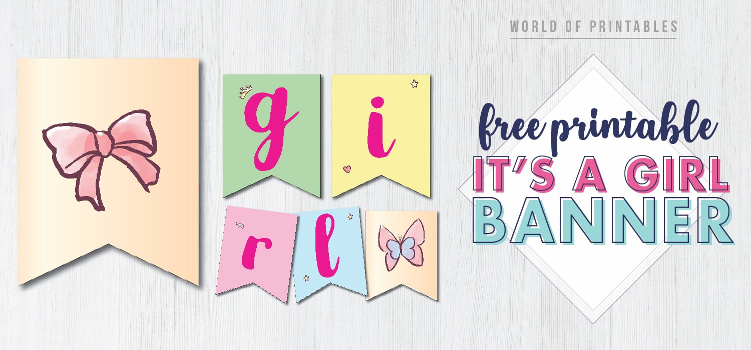 Free Printable It'S A Girl Banner - World Of Printables intended for Baby Girl Banner Free Printable