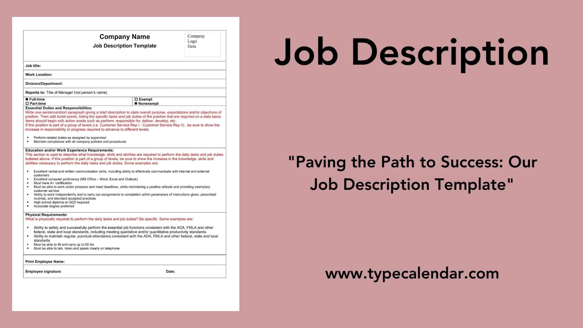 Free Printable Job Description Templates [Word, Pdf] Examples with Free Printable Job Description Template