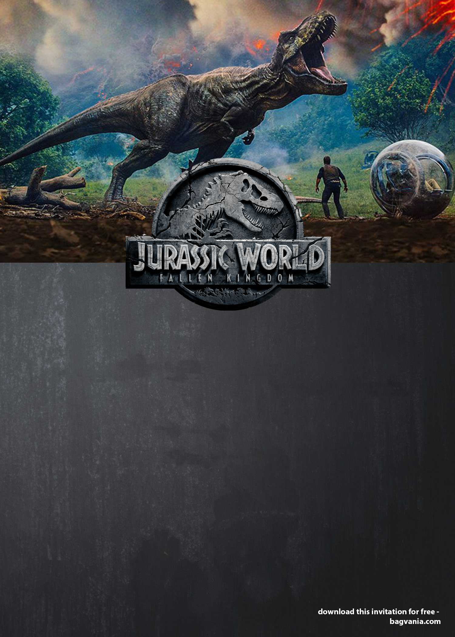 Free Printable Jurassic World Fallen Kingdom Invitation Template within Free Printable Jurassic World Invitations