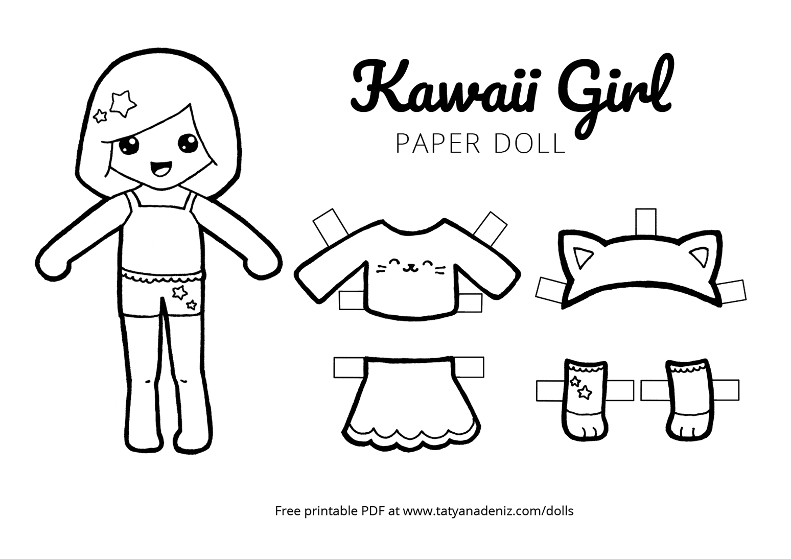 Free Printable Kawaii Paper Dolls Colouring Pages throughout Printable Paper Dolls To Color Free