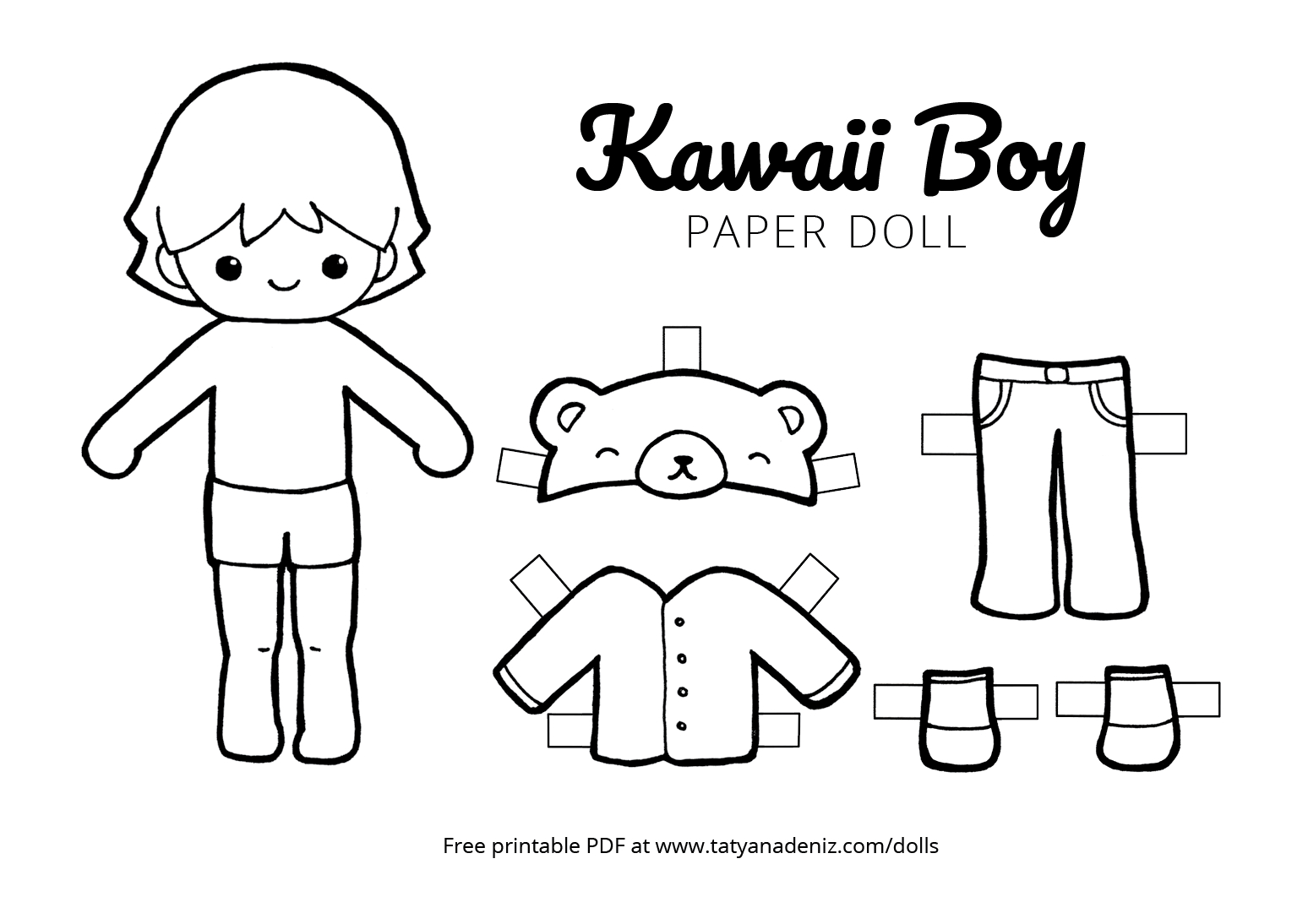 Free Printable Kawaii Paper Dolls Colouring Pages within Free Printable Paper Doll Coloring Pages