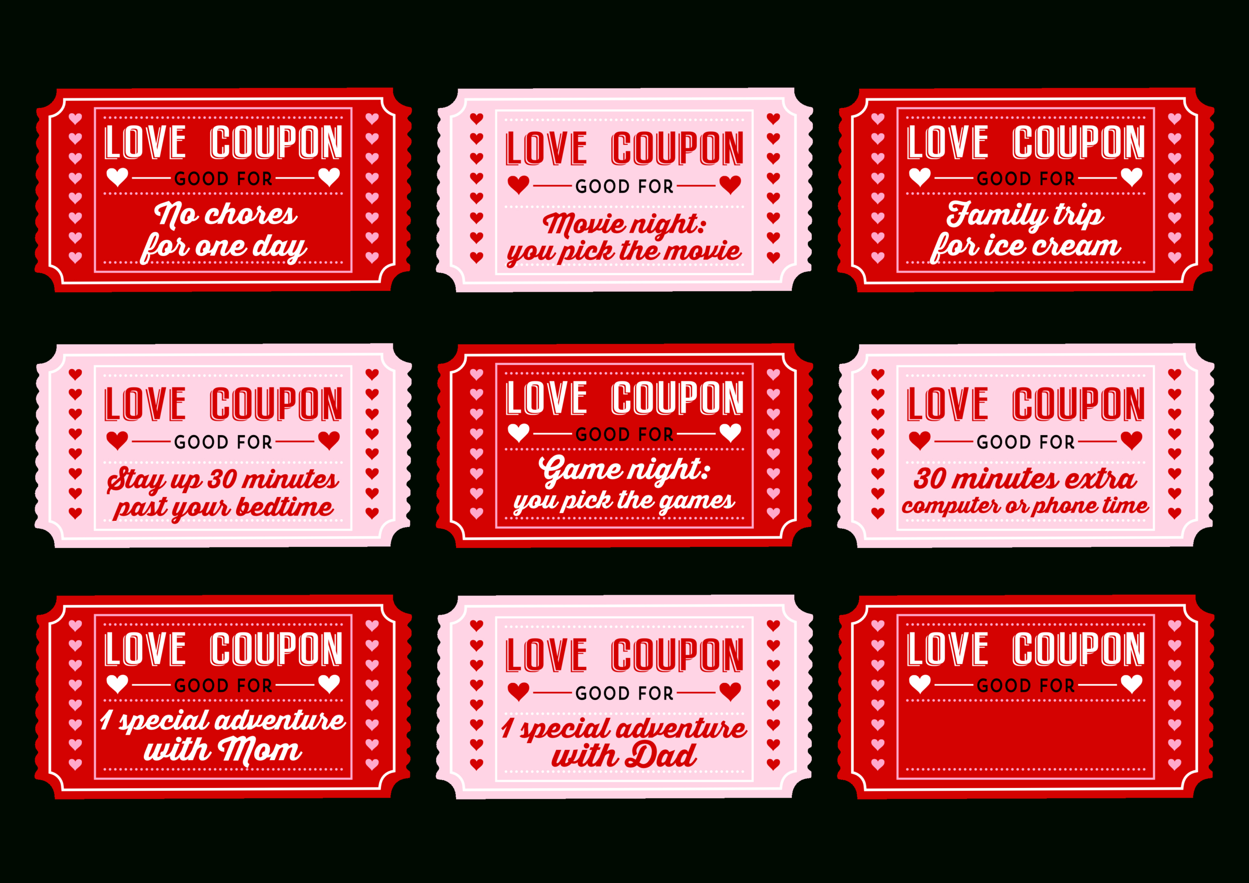 Free Printable Kids Valentine&amp;#039;S Day Love Coupons! | Catch My Party in Free Printable Valentines Day Coupons For Boyfriend