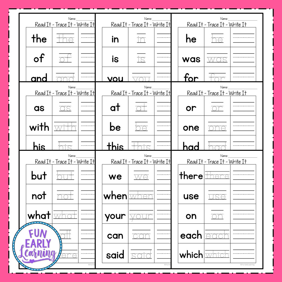 Free Printable Kindergarten Sight Words Worksheets - - Worksheets in Free Printable Kindergarten Sight Words