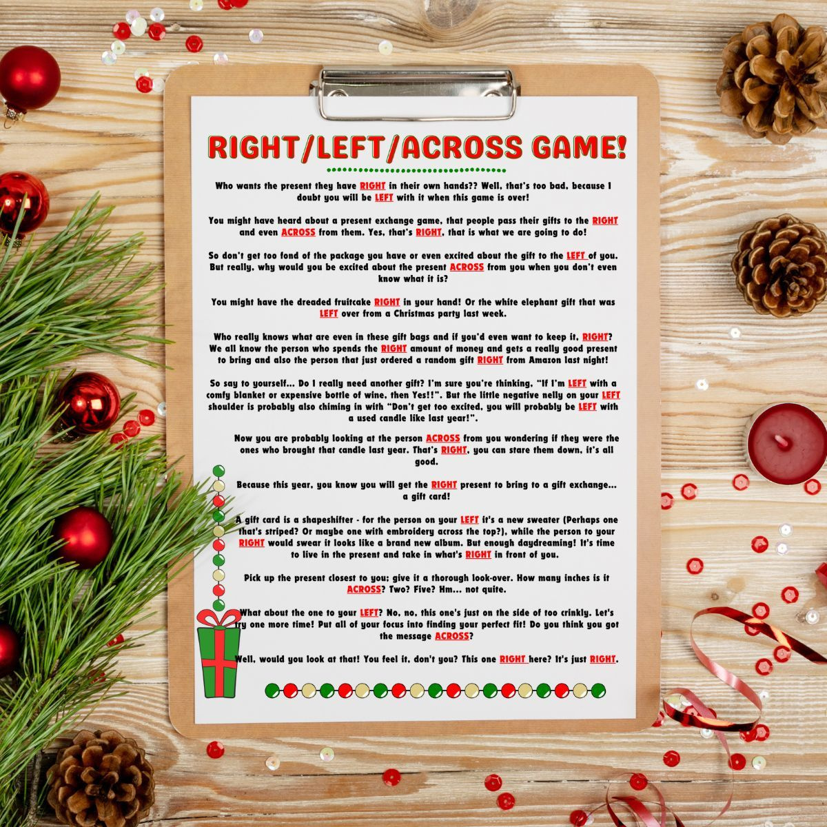 Free Printable Left Right Game Story Christmas Gift Left Right with regard to Free Printable Left Right Game