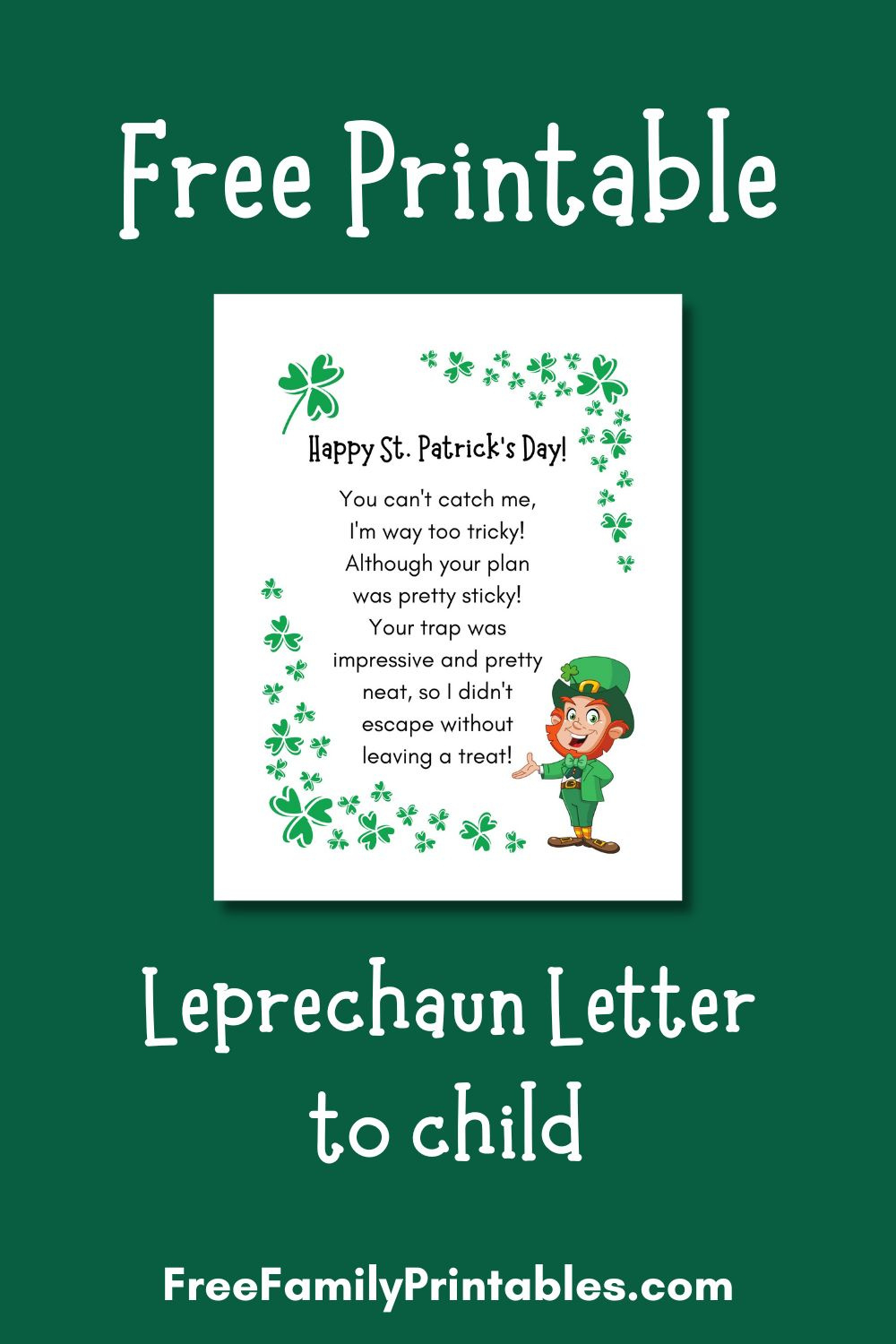 Free Printable Leprechaun Letter To Child - Making Frugal Fun inside Free Printable Leprechaun Notes
