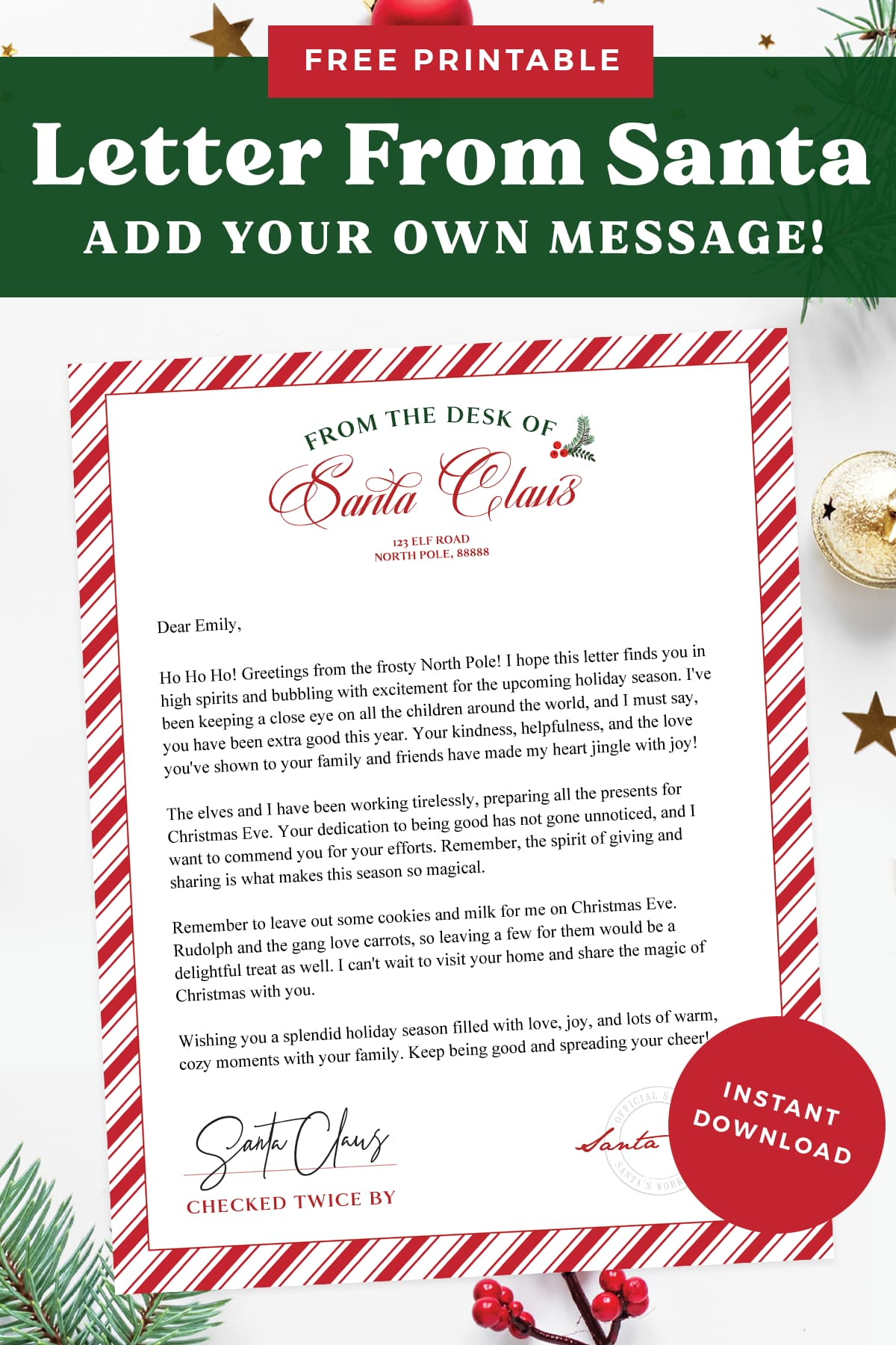 Free Printable Letter From Santa Template - Favorite Printables for Free Printable Santa Reply Letter Template
