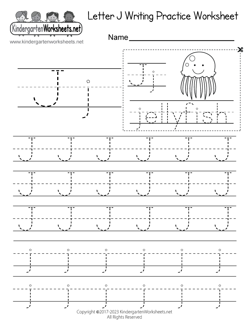 Free Printable Letter J Writing Practice Worksheet throughout Free Printable Letter J