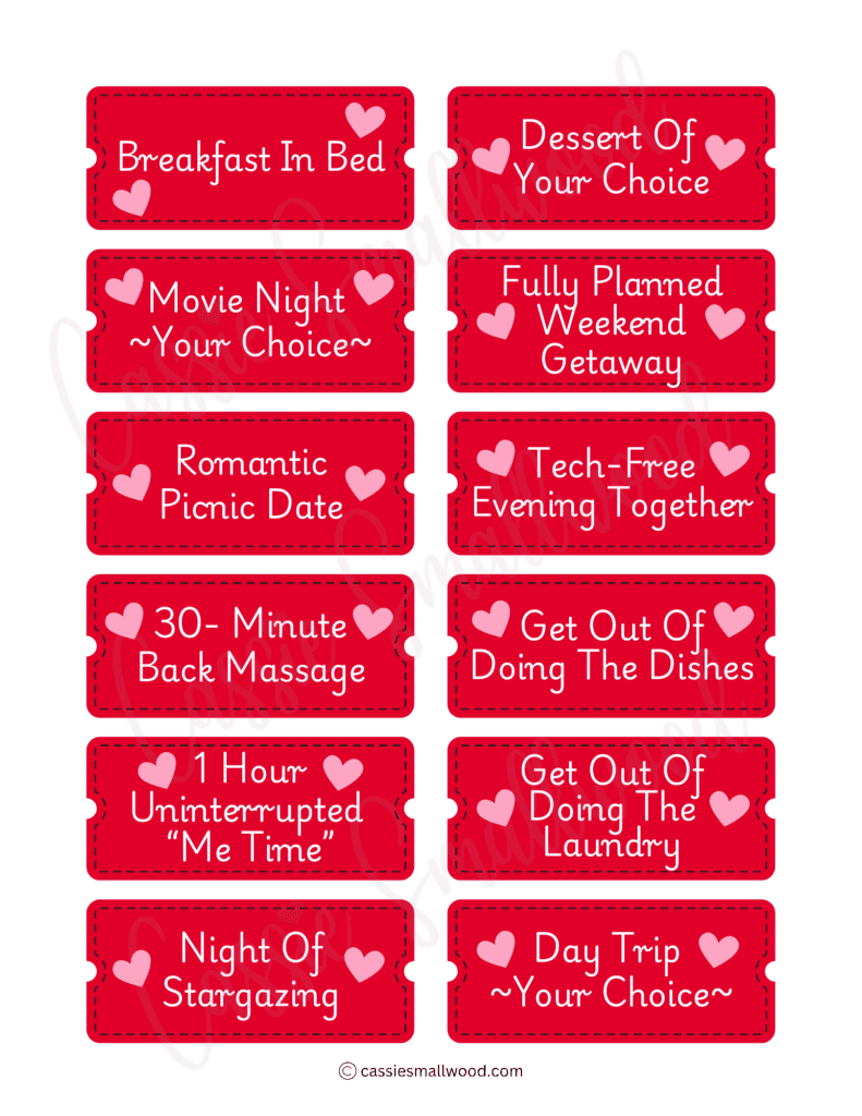 Free Printable Love Coupons - Cassie Smallwood with Free Printable Love Coupons For Wife